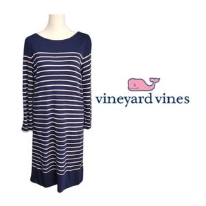 Vineyard Vines Boatneck Long Sleeve T-Shirt Midi Dress – Deep Bay, Size Large